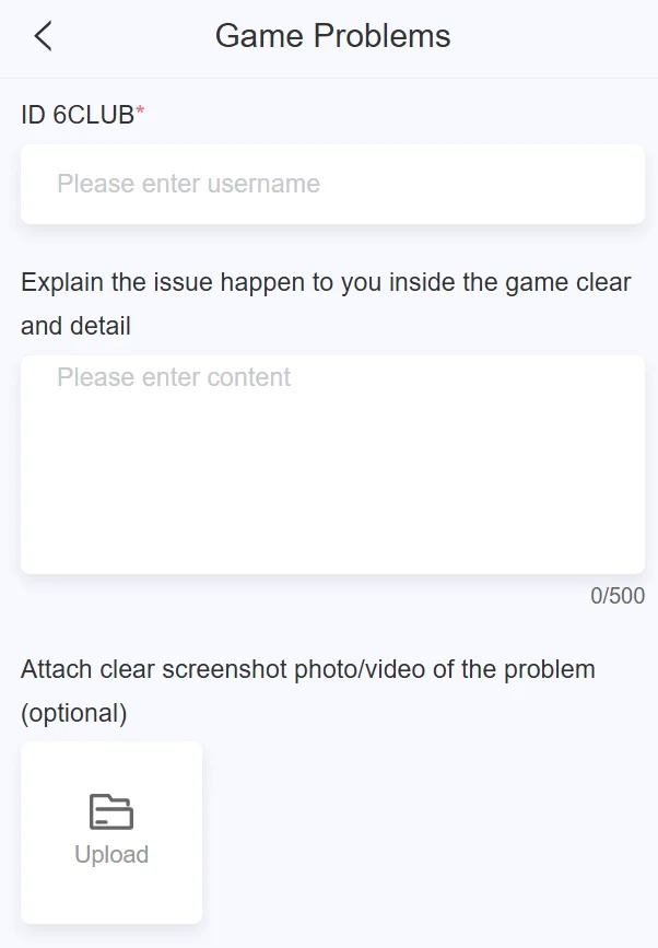 An image showing a customer service page to enter the issue details.